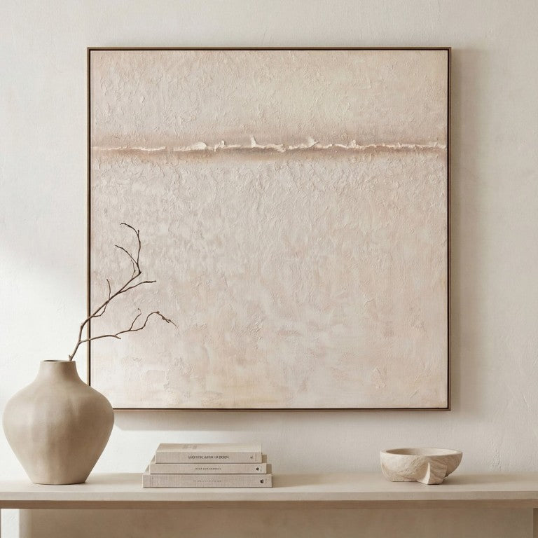 English Elm Painting, Square Gallery Canvas Blush Neutral Tones Acrylic on Solid Wood Framed Wall Art B2769P551508