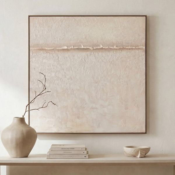 English Elm Painting, Square Gallery Canvas Blush Neutral Tones Acrylic on Solid Wood Framed Wall Art B2769P551508