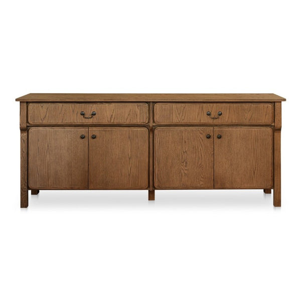 English Elm Sideboard, Solid Oak Wire Brushed Finish Curved Legs Dining Room Storage Cabinet B2769P551509