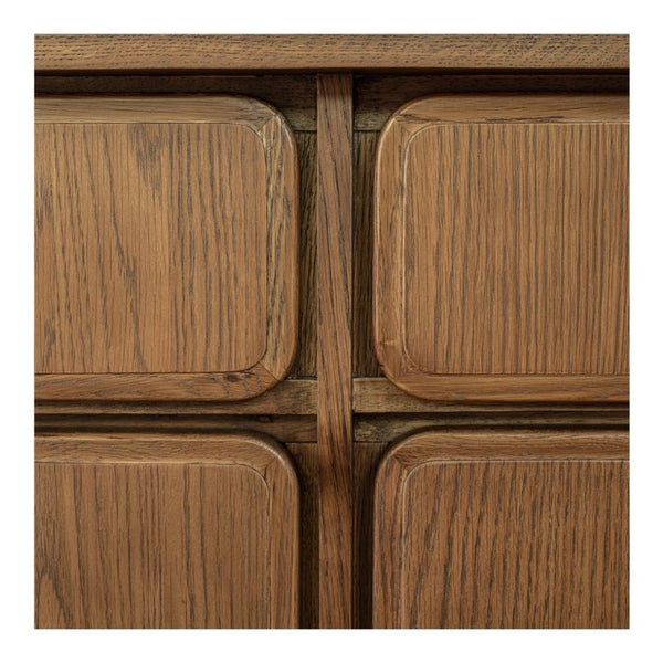 English Elm Sideboard, Solid Oak Wire Brushed Finish Curved Legs Dining Room Storage Cabinet B2769P551509