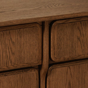 English Elm Sideboard, Solid Oak Wire Brushed Finish Curved Legs Dining Room Storage Cabinet B2769P551509