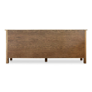English Elm Sideboard, Solid Oak Wire Brushed Finish Curved Legs Dining Room Storage Cabinet B2769P551509
