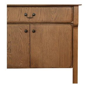 English Elm Sideboard, Solid Oak Wire Brushed Finish Curved Legs Dining Room Storage Cabinet B2769P551509