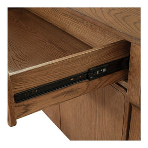 English Elm Sideboard, Solid Oak Wire Brushed Finish Curved Legs Dining Room Storage Cabinet B2769P551509