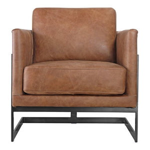 English Elm Club Chair Top Grain Leather Upholstery Iron Frame Modern Accent Seating for Living Rooms B2769P551515