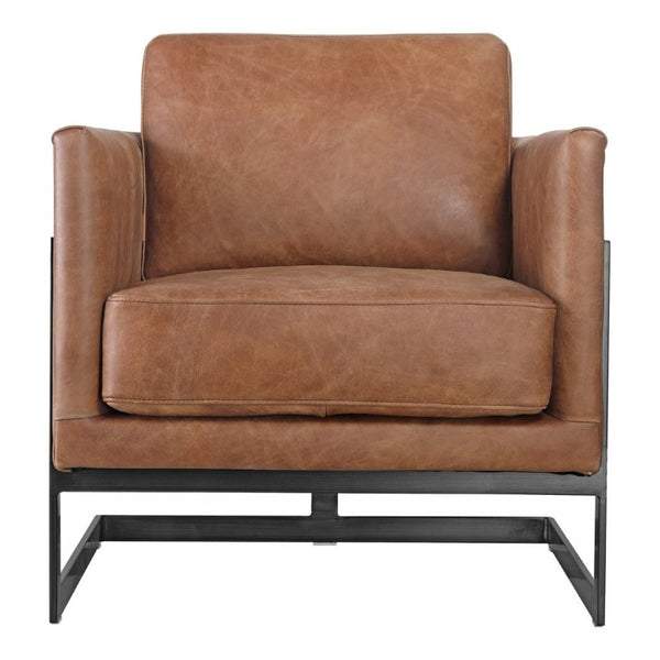 English Elm Club Chair Top Grain Leather Upholstery Iron Frame Modern Accent Seating for Living Rooms B2769P551515