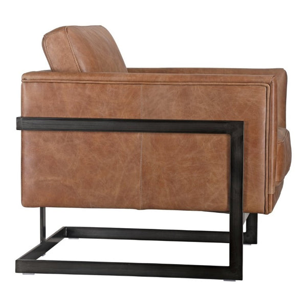 English Elm Club Chair Top Grain Leather Upholstery Iron Frame Modern Accent Seating for Living Rooms B2769P551515