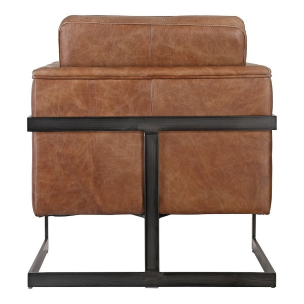 English Elm Club Chair Top Grain Leather Upholstery Iron Frame Modern Accent Seating for Living Rooms B2769P551515