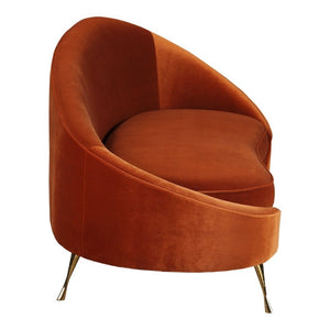 English Elm Chaise, Sculptural Curved Velvet Lounge Seating with Glam Golden Steel Legs Living Room B2769P551516