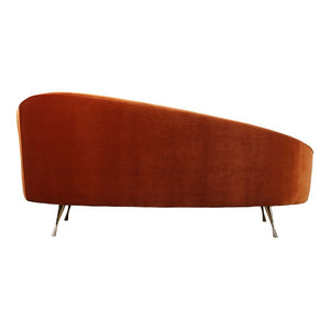 English Elm Chaise, Sculptural Curved Velvet Lounge Seating with Glam Golden Steel Legs Living Room B2769P551516