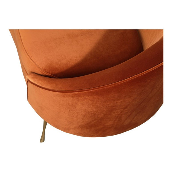 English Elm Chaise, Sculptural Curved Velvet Lounge Seating with Glam Golden Steel Legs Living Room B2769P551516