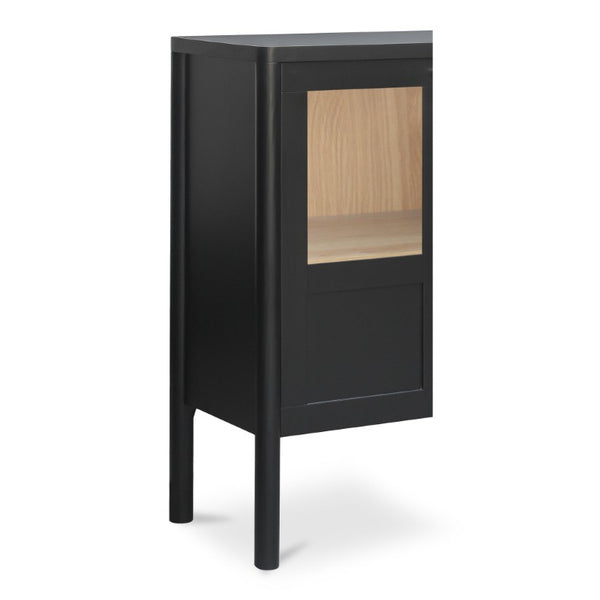 English Elm Cabinet, Solid Pine and Oak Veneer with Tempered Glass Doors Millwork Molding Storage B2769P593050