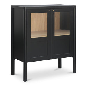 English Elm Cabinet, Solid Pine and Oak Veneer with Tempered Glass Doors Millwork Molding Storage B2769P593050