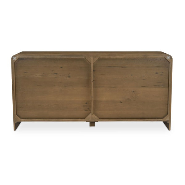 English Elm Dresser, Seven Drawer Solid Oak with Waterfall Edge Soft Close Glides Bedroom Storage B2769P593055