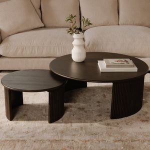 English Elm Coffee Table Oval Solid Oak Top with Veneer Base Warm Dark Brown Living Room B2769P593058