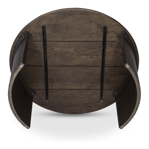 English Elm Coffee Table Oval Solid Oak Top with Veneer Base Warm Dark Brown Living Room B2769P593058