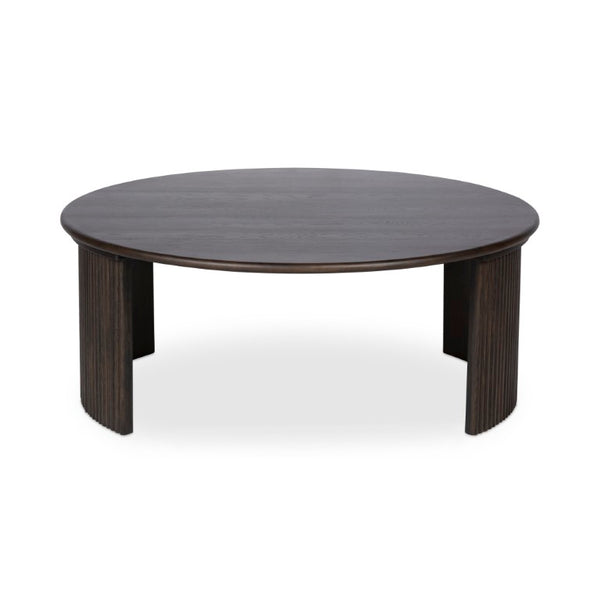 English Elm Coffee Table Oval Solid Oak Top with Veneer Base Warm Dark Brown Living Room B2769P593058