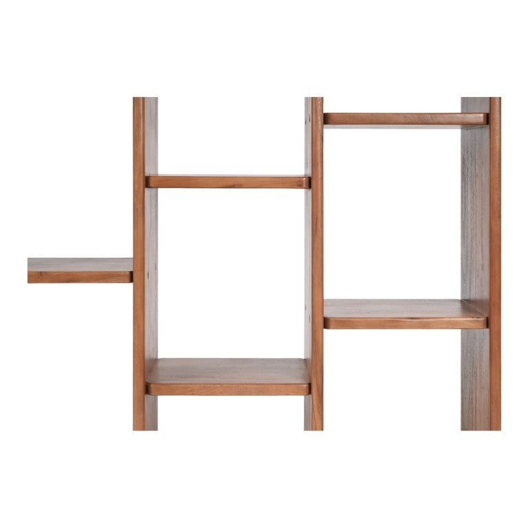 English Elm Bookcase, Solid Acacia Wood Twelve Shelf Open Display Unit for Home Office or Library B2769P593059