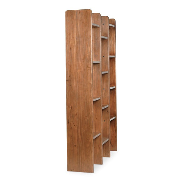 English Elm Bookcase, Solid Acacia Wood Twelve Shelf Open Display Unit for Home Office or Library B2769P593059