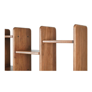 English Elm Bookcase, Solid Acacia Wood Twelve Shelf Open Display Unit for Home Office or Library B2769P593059