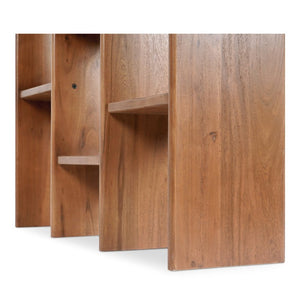 English Elm Bookcase, Solid Acacia Wood Twelve Shelf Open Display Unit for Home Office or Library B2769P593059
