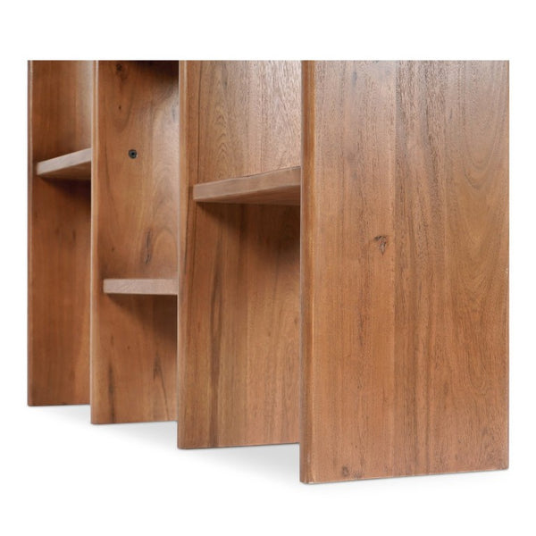 English Elm Bookcase, Solid Acacia Wood Twelve Shelf Open Display Unit for Home Office or Library B2769P593059