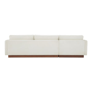 English Elm Left-facing Sectional with Walnut Plinth Base and Greenguard Polyester Upholstery B2769S00040