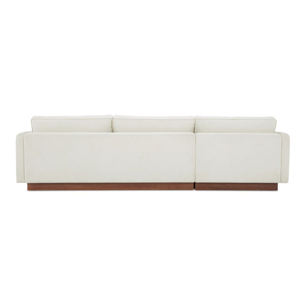 English Elm Left-facing Sectional with Walnut Plinth Base and Greenguard Polyester Upholstery B2769S00040