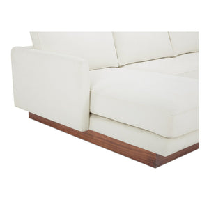 English Elm Left-facing Sectional with Walnut Plinth Base and Greenguard Polyester Upholstery B2769S00040