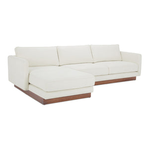 English Elm Left-facing Sectional with Walnut Plinth Base and Greenguard Polyester Upholstery B2769S00040
