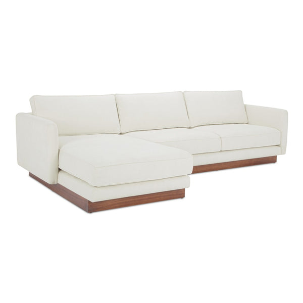 English Elm Left-facing Sectional with Walnut Plinth Base and Greenguard Polyester Upholstery B2769S00040