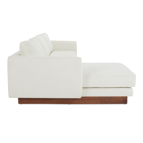 English Elm Left-facing Sectional with Walnut Plinth Base and Greenguard Polyester Upholstery B2769S00040