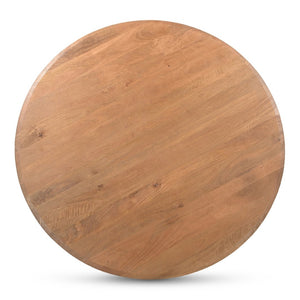 English Elm Dining Table Round Solid Mango Wood Crisscross Base Seats Six Vintage Brown Finish B2769S00047