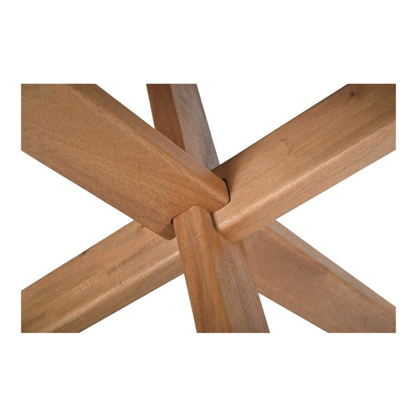 English Elm Dining Table Round Solid Mango Wood Crisscross Base Seats Six Vintage Brown Finish B2769S00047