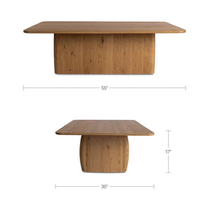 English Elm Coffee Table Plinth Base Oak Veneer Knotted Wood Low Profile Living Room B2769S00056