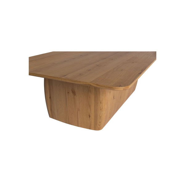 English Elm Coffee Table Plinth Base Oak Veneer Knotted Wood Low Profile Living Room B2769S00056