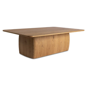 English Elm Coffee Table Plinth Base Oak Veneer Knotted Wood Low Profile Living Room B2769S00056