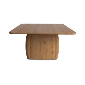English Elm Coffee Table Plinth Base Oak Veneer Knotted Wood Low Profile Living Room B2769S00056