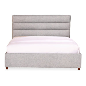 English Elm King Channel Tufted Upholstered Bed Solid Pine Frame Grey Polyester Headboard B2769S00057