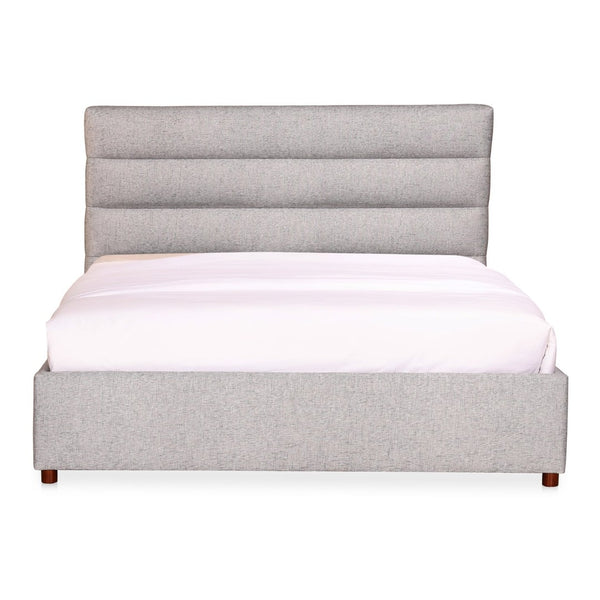 English Elm King Channel Tufted Upholstered Bed Solid Pine Frame Grey Polyester Headboard B2769S00057