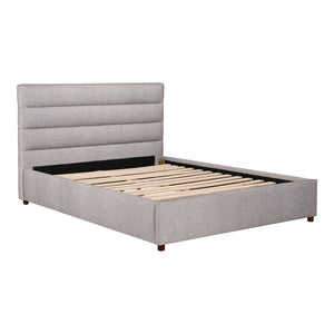 English Elm King Channel Tufted Upholstered Bed Solid Pine Frame Grey Polyester Headboard B2769S00057