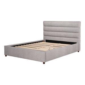 English Elm King Channel Tufted Upholstered Bed Solid Pine Frame Grey Polyester Headboard B2769S00057