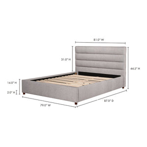English Elm King Channel Tufted Upholstered Bed Solid Pine Frame Grey Polyester Headboard B2769S00057
