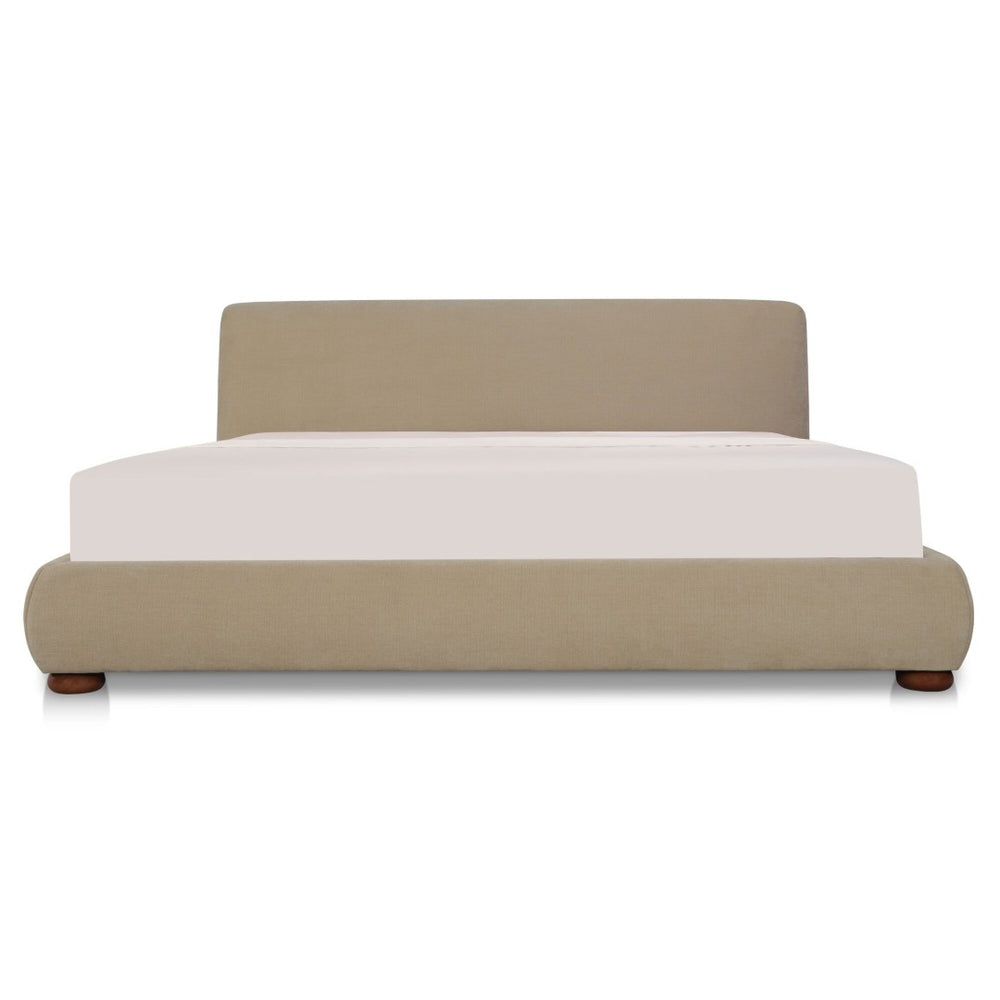 English Elm King Upholstered Storage Bed Rounded Headboard Hydraulic Lift Solid Wood Frame B2769S00058