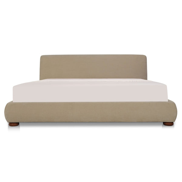 English Elm King Upholstered Storage Bed Rounded Headboard Hydraulic Lift Solid Wood Frame B2769S00058