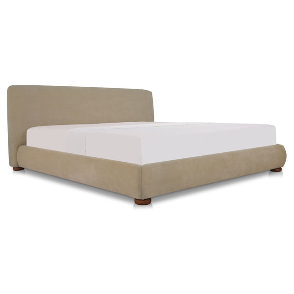 English Elm King Upholstered Storage Bed Rounded Headboard Hydraulic Lift Solid Wood Frame B2769S00058