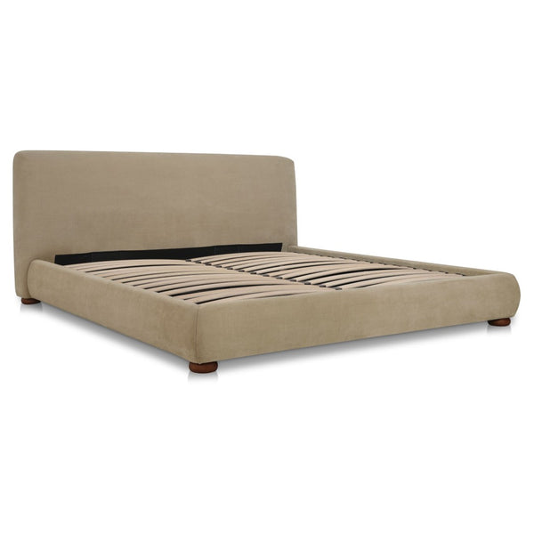 English Elm King Upholstered Storage Bed Rounded Headboard Hydraulic Lift Solid Wood Frame B2769S00058