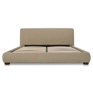 English Elm King Upholstered Storage Bed Rounded Headboard Hydraulic Lift Solid Wood Frame B2769S00058