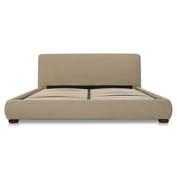 English Elm King Upholstered Storage Bed Rounded Headboard Hydraulic Lift Solid Wood Frame B2769S00058
