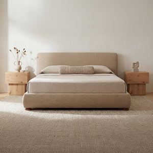 English Elm King Upholstered Storage Bed Rounded Headboard Hydraulic Lift Solid Wood Frame B2769S00058